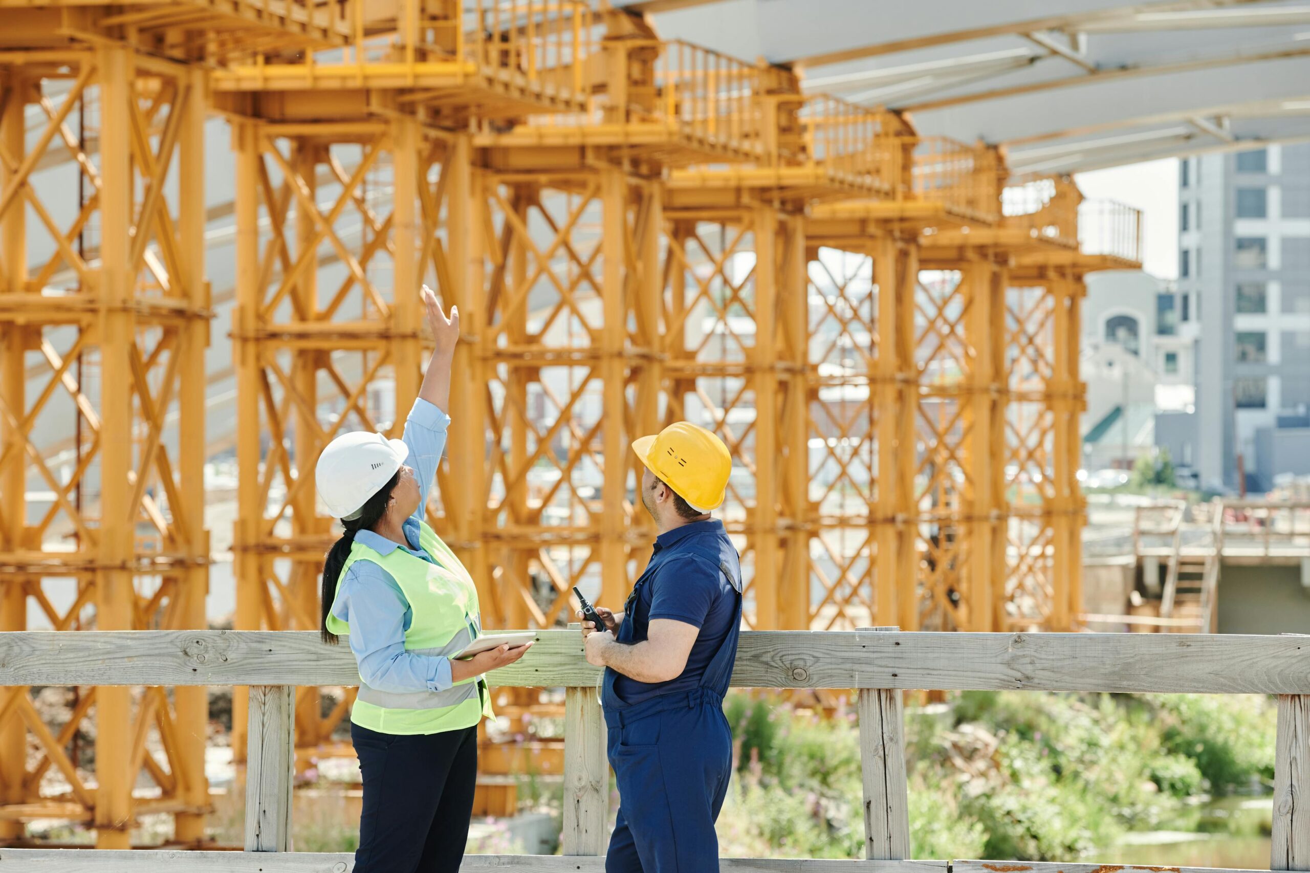 Charlotte construction firm engineers at a job site supported by NetSafe Solutions IT