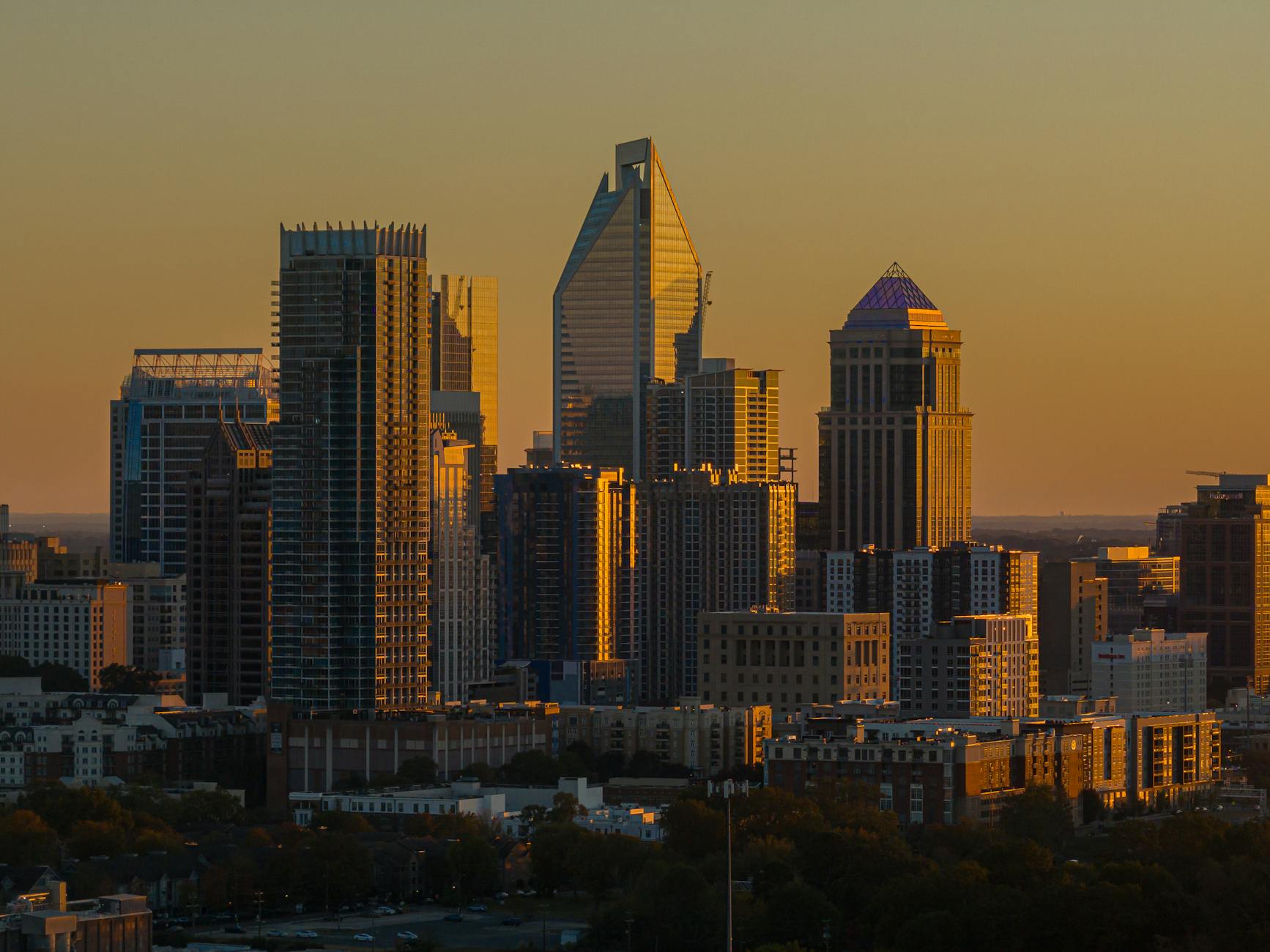 Contact NetSafe Solutions: Charlotte, North Carolina skyline at sunset